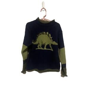 Mulberry Bush Boys Size 6/7‎ Blue Green Dinasour Knit Sweater